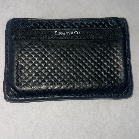Tiffany & Co. Textured embossed Black Card Holder - Picture 1 of 6